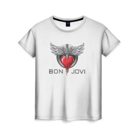 Женская футболка 3D с принтом Bon Jovi в Петрозаводске, 100% полиэфир ( синтетическое хлопкоподобное полотно) | прямой крой, круглый вырез горловины, длина до линии бедер | its my life | бон жови | джон бон джови | кровь | меч | сердце