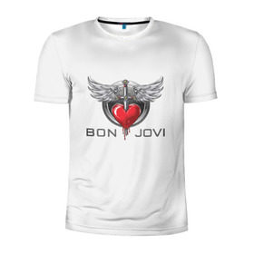 Мужская футболка 3D спортивная с принтом Bon Jovi в Петрозаводске, 100% полиэстер с улучшенными характеристиками | приталенный силуэт, круглая горловина, широкие плечи, сужается к линии бедра | its my life | бон жови | джон бон джови | кровь | меч | сердце