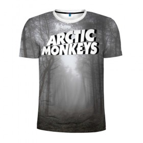 Мужская футболка 3D спортивная с принтом Forest Monkeys в Петрозаводске, 100% полиэстер с улучшенными характеристиками | приталенный силуэт, круглая горловина, широкие плечи, сужается к линии бедра | arctic monkeys