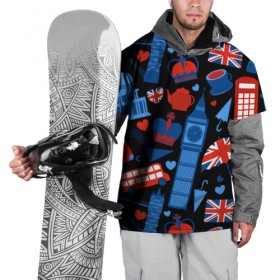Накидка на куртку 3D с принтом Великобритания в Петрозаводске, 100% полиэстер |  | красный | лондон | паттерн | черный