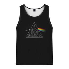 Мужская майка 3D с принтом Pink Floyd Make Rainbow в Петрозаводске, 100% полиэстер | круглая горловина, приталенный силуэт, длина до линии бедра. Пройма и горловина окантованы тонкой бейкой | англия | басы | британия | гитара | группа | логотип | музыка | песни | пинк флойд | призма | радуга | рок | свет