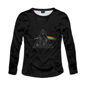 Женский лонгслив 3D с принтом Pink Floyd Make Rainbow в Петрозаводске, 100% полиэстер | длинные рукава, круглый вырез горловины, полуприлегающий силуэт | англия | басы | британия | гитара | группа | логотип | музыка | песни | пинк флойд | призма | радуга | рок | свет