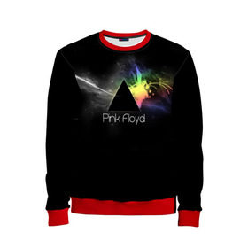 Детский свитшот 3D с принтом Pink Floyd Logo в Петрозаводске, 100% полиэстер | свободная посадка, прямой крой, мягкая тканевая резинка на рукавах и понизу свитшота | Тематика изображения на принте: англия | басы | британия | гитара | группа | дым | космос | логотип | музыка | песни | пинк флойд | призма | радуга | рок | свет