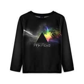 Детский лонгслив 3D с принтом Pink Floyd Logo в Петрозаводске, 100% полиэстер | длинные рукава, круглый вырез горловины, полуприлегающий силуэт
 | англия | басы | британия | гитара | группа | дым | космос | логотип | музыка | песни | пинк флойд | призма | радуга | рок | свет