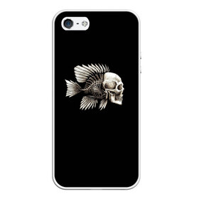Чехол для iPhone 5/5S матовый с принтом Рыба Скелет в Петрозаводске, Силикон | Область печати: задняя сторона чехла, без боковых панелей | анатомия | кости | море | плавники | принт | рисунок | рыбный | рыбы | тату | ужас | хвост | череп | черный | чешуя