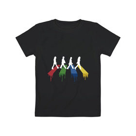 Детская футболка хлопок с принтом Beatles Color в Петрозаводске, 100% хлопок | круглый вырез горловины, полуприлегающий силуэт, длина до линии бедер | beatles | music | rock | битлз | краски | леннон | маккартни | музыка | переход | рок | старр | харрисон | цвет