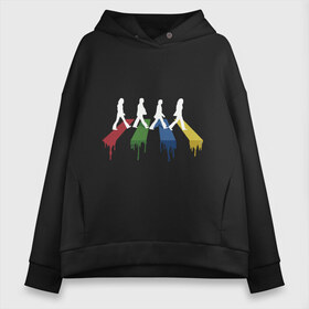 Женское худи Oversize хлопок с принтом Beatles Color в Петрозаводске, френч-терри — 70% хлопок, 30% полиэстер. Мягкий теплый начес внутри —100% хлопок | боковые карманы, эластичные манжеты и нижняя кромка, капюшон на магнитной кнопке | beatles | music | rock | битлз | краски | леннон | маккартни | музыка | переход | рок | старр | харрисон | цвет