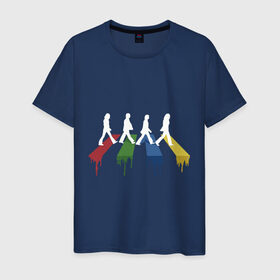Мужская футболка хлопок с принтом Beatles Color в Петрозаводске, 100% хлопок | прямой крой, круглый вырез горловины, длина до линии бедер, слегка спущенное плечо. | beatles | music | rock | битлз | краски | леннон | маккартни | музыка | переход | рок | старр | харрисон | цвет