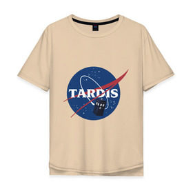 Мужская футболка хлопок Oversize с принтом Tardis NASA в Петрозаводске, 100% хлопок | свободный крой, круглый ворот, “спинка” длиннее передней части | doctor who | space | tardis | time machine | будка | время. пространство | доктор кто | космос | машина времени | наса | сериал | тардис
