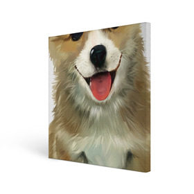 Холст квадратный с принтом Коржик в Петрозаводске, 100% ПВХ |  | Тематика изображения на принте: corgi | dog | korgi | вельш корги | дог | кардиган | корги | пемброк | собака | щенок
