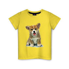 Детская футболка хлопок с принтом Коржик в Петрозаводске, 100% хлопок | круглый вырез горловины, полуприлегающий силуэт, длина до линии бедер | corgi | dog | korgi | вельш корги | дог | кардиган | корги | пемброк | собака | щенок