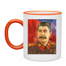 Кружка двухцветная с принтом Сталин в Петрозаводске, керамика | объем — 330 мл, диаметр — 80 мм. Цветная ручка и кайма сверху, в некоторых цветах — вся внутренняя часть | ссср | сталин