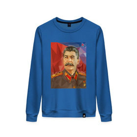 Женский свитшот хлопок с принтом Сталин в Петрозаводске, 100% хлопок | прямой крой, круглый вырез, на манжетах и по низу широкая трикотажная резинка  | ссср | сталин