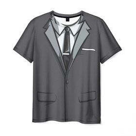 Мужская футболка 3D с принтом Костюм в Петрозаводске, 100% полиэфир | прямой крой, круглый вырез горловины, длина до линии бедер | Тематика изображения на принте: галстук | классика | костюм | пиджак | стиль | строгий