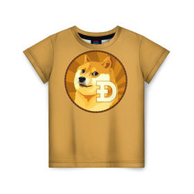 Детская футболка 3D с принтом Bitcoin в Петрозаводске, 100% гипоаллергенный полиэфир | прямой крой, круглый вырез горловины, длина до линии бедер, чуть спущенное плечо, ткань немного тянется | Тематика изображения на принте: doge | meme | биткоин | доге
