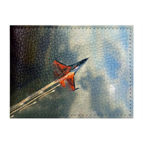 Обложка для студенческого билета с принтом Красный F16 в Петрозаводске, натуральная кожа | Размер: 11*8 см; Печать на всей внешней стороне | самолет