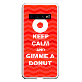 Чехол для Samsung Galaxy S10 с принтом Gimme a donut в Петрозаводске, Силикон | Область печати: задняя сторона чехла, без боковых панелей | keep calm | полосы | сериал | твин пикс | текстура | фильмы