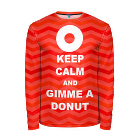 Мужской лонгслив 3D с принтом Gimme a donut в Петрозаводске, 100% полиэстер | длинные рукава, круглый вырез горловины, полуприлегающий силуэт | keep calm | полосы | сериал | твин пикс | текстура | фильмы