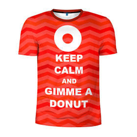 Мужская футболка 3D спортивная с принтом Gimme a donut в Петрозаводске, 100% полиэстер с улучшенными характеристиками | приталенный силуэт, круглая горловина, широкие плечи, сужается к линии бедра | keep calm | полосы | сериал | твин пикс | текстура | фильмы