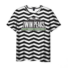 Мужская футболка 3D с принтом TWIN PEAKS в Петрозаводске, 100% полиэфир | прямой крой, круглый вырез горловины, длина до линии бедер | Тематика изображения на принте: полосы | сериал | твин пикс | текстура | фильмы