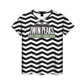 Женская футболка 3D с принтом TWIN PEAKS в Петрозаводске, 100% полиэфир ( синтетическое хлопкоподобное полотно) | прямой крой, круглый вырез горловины, длина до линии бедер | полосы | сериал | твин пикс | текстура | фильмы