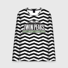 Мужской лонгслив 3D с принтом TWIN PEAKS в Петрозаводске, 100% полиэстер | длинные рукава, круглый вырез горловины, полуприлегающий силуэт | полосы | сериал | твин пикс | текстура | фильмы