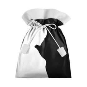 Подарочный 3D мешок с принтом Силуэт девушки в Петрозаводске, 100% полиэстер | Размер: 29*39 см | Тематика изображения на принте: белое | женщина | чб | черное