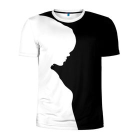 Мужская футболка 3D спортивная с принтом Силуэт девушки в Петрозаводске, 100% полиэстер с улучшенными характеристиками | приталенный силуэт, круглая горловина, широкие плечи, сужается к линии бедра | белое | женщина | чб | черное