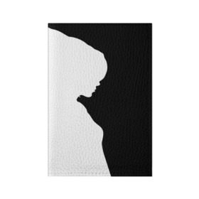 Обложка для паспорта матовая кожа с принтом Силуэт девушки в Петрозаводске, натуральная матовая кожа | размер 19,3 х 13,7 см; прозрачные пластиковые крепления | белое | женщина | чб | черное