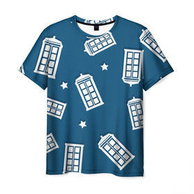 Мужская футболка 3D с принтом Тардис в Петрозаводске, 100% полиэфир | прямой крой, круглый вырез горловины, длина до линии бедер | doctor who | space | tardis | будка | время | доктор кто | космос | машина времени | небо | приключения | пространство | сериал | тардис