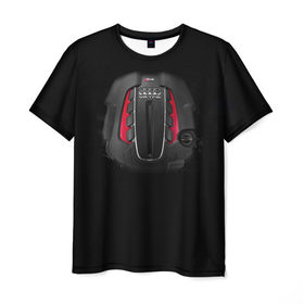 Мужская футболка 3D с принтом Мотор в Петрозаводске, 100% полиэфир | прямой крой, круглый вырез горловины, длина до линии бедер | Тематика изображения на принте: audi | ауди | машина