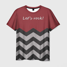 Мужская футболка 3D с принтом Let`s rock! в Петрозаводске, 100% полиэфир | прямой крой, круглый вырез горловины, длина до линии бедер | Тематика изображения на принте: lets rock | twin peaks | давайте сделаем это | даян | даяна | диана | дэвид линч | карлик | твин пикс