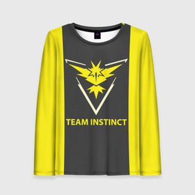 Женский лонгслив 3D с принтом Team instinct в Петрозаводске, 100% полиэстер | длинные рукава, круглый вырез горловины, полуприлегающий силуэт | Тематика изображения на принте: game | игра | игрок | инстинкт | пикачу | покемон