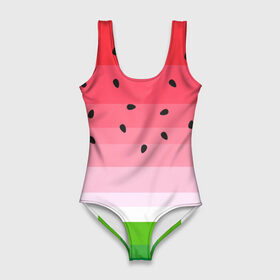 Купальник-боди 3D с принтом Арбузик в Петрозаводске, 82% полиэстер, 18% эластан | Круглая горловина, круглый вырез на спине | pattern | trend | арбуз | зеленый | косточки | красный | мода | патерн | паттерн | розовый | текстура | тренд | фрукт | ягода