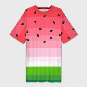 Платье-футболка 3D с принтом Арбузик в Петрозаводске,  |  | pattern | trend | арбуз | зеленый | косточки | красный | мода | патерн | паттерн | розовый | текстура | тренд | фрукт | ягода