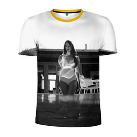 Мужская футболка 3D спортивная с принтом Lana Del Rey в Петрозаводске, 100% полиэстер с улучшенными характеристиками | приталенный силуэт, круглая горловина, широкие плечи, сужается к линии бедра | Тематика изображения на принте: lana del rey | лана дель рей