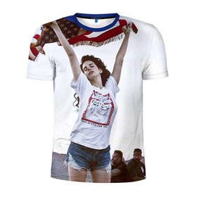 Мужская футболка 3D спортивная с принтом Lana Del Rey в Петрозаводске, 100% полиэстер с улучшенными характеристиками | приталенный силуэт, круглая горловина, широкие плечи, сужается к линии бедра | lana del rey | лана дель рей