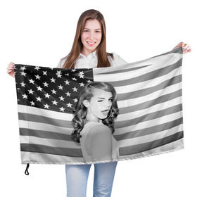 Флаг 3D с принтом Lana Del Rey в Петрозаводске, 100% полиэстер | плотность ткани — 95 г/м2, размер — 67 х 109 см. Принт наносится с одной стороны | Тематика изображения на принте: lana del rey | лана дель рей