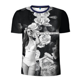 Мужская футболка 3D спортивная с принтом Lana Del Rey в Петрозаводске, 100% полиэстер с улучшенными характеристиками | приталенный силуэт, круглая горловина, широкие плечи, сужается к линии бедра | Тематика изображения на принте: lana del rey | лана дель рей