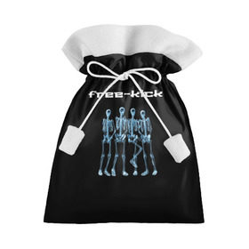 Подарочный 3D мешок с принтом Штрафной удар в Петрозаводске, 100% полиэстер | Размер: 29*39 см | free kick | x ray | рентген | скелеты | футбол | черный фон | штрафной удар | юмор