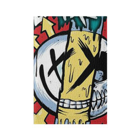 Обложка для паспорта матовая кожа с принтом MIXED UP Blink-182 в Петрозаводске, натуральная матовая кожа | размер 19,3 х 13,7 см; прозрачные пластиковые крепления | Тематика изображения на принте: 3 | mixed | rock | музыка | рок | череп
