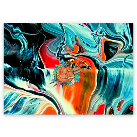 Поздравительная открытка с принтом Лиса художник в Петрозаводске, 100% бумага | плотность бумаги 280 г/м2, матовая, на обратной стороне линовка и место для марки
 | 3d | abstract | abstraction | fox | spray | абстракция | животные | кисти | краски | лиса | лисица | текстуры | художник