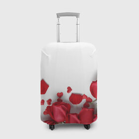 Чехол для чемодана 3D с принтом Розы в Петрозаводске, 86% полиэфир, 14% спандекс | двустороннее нанесение принта, прорези для ручек и колес | flowers | gift | hearts | love | red | romantic | roses | valentines day | красные розы | сердечки