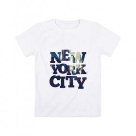 Детская футболка хлопок с принтом New York City в Петрозаводске, 100% хлопок | круглый вырез горловины, полуприлегающий силуэт, длина до линии бедер | 