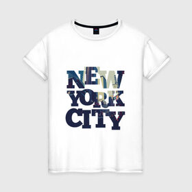 Женская футболка хлопок с принтом New York City в Петрозаводске, 100% хлопок | прямой крой, круглый вырез горловины, длина до линии бедер, слегка спущенное плечо | 