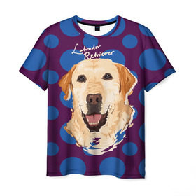 Мужская футболка 3D с принтом Лабрадор Ретривер в Петрозаводске, 100% полиэфир | прямой крой, круглый вырез горловины, длина до линии бедер | animal | dog | labrador retriever | pet | puppy | арт | животные | лабрадор | пес | собаки