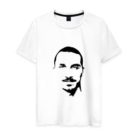Мужская футболка хлопок с принтом Златан Ибрагимович в Петрозаводске, 100% хлопок | прямой крой, круглый вырез горловины, длина до линии бедер, слегка спущенное плечо. | 