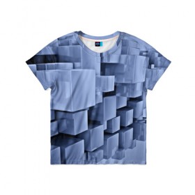 Детская футболка 3D с принтом Текстура в Петрозаводске, 100% гипоаллергенный полиэфир | прямой крой, круглый вырез горловины, длина до линии бедер, чуть спущенное плечо, ткань немного тянется | abstract | abstraction | block | tessera | абстракция | кубики | текстура