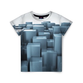 Детская футболка 3D с принтом Кубическая текстура в Петрозаводске, 100% гипоаллергенный полиэфир | прямой крой, круглый вырез горловины, длина до линии бедер, чуть спущенное плечо, ткань немного тянется | abstract | abstraction | block | tessera | абстракция | кубики | текстура