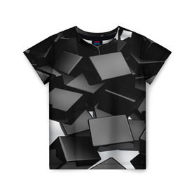 Детская футболка 3D с принтом Кубы материи в Петрозаводске, 100% гипоаллергенный полиэфир | прямой крой, круглый вырез горловины, длина до линии бедер, чуть спущенное плечо, ткань немного тянется | abstract | abstraction | block | tessera | абстракция | кубики | текстура